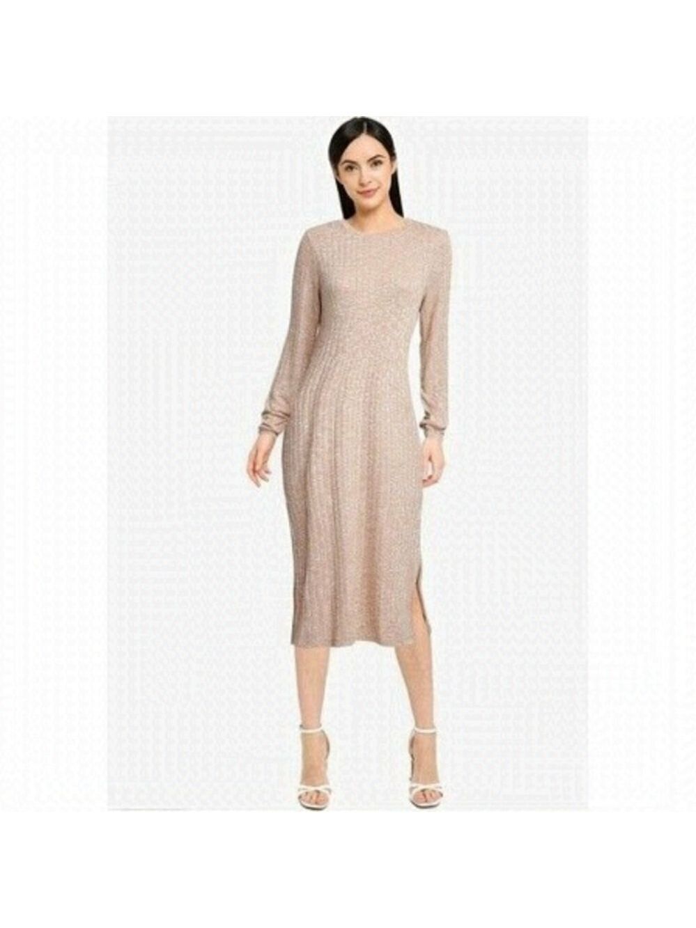 Vero Moda BNWOT women sz Large "Nille" ribbed long sleeve dress split sides